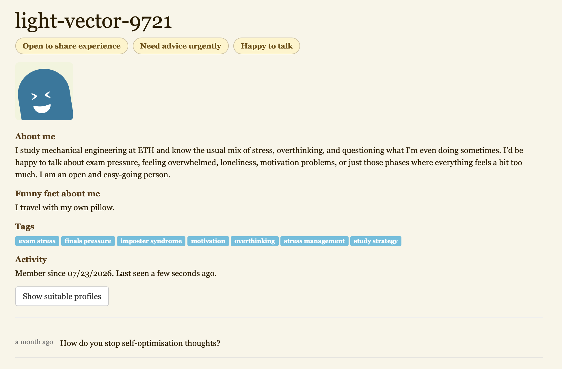 Example CommonRoom profile